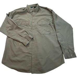 REDINGTON Outdoor Men Long Sleeve Button Up Shirt Khaki Green Fishing Outdoor XL